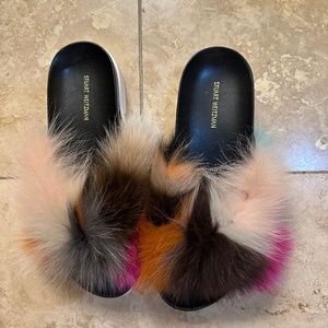 Stuart Weitzman Fox Fur Slides